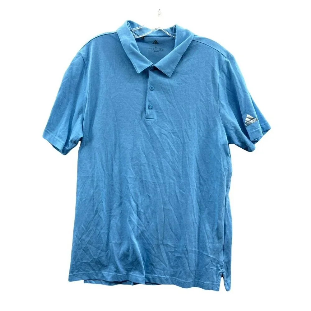 Adidas Golf Pullover Shirt Polo Short Sleeve Men's Large Blue Casual Com…